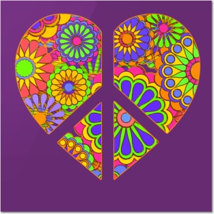 Love Flower Power Peace Sign Heart Posters and Art